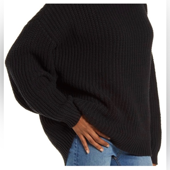 Free People Swim Too Deep Turtleneck Sweater Chunky Knit Black ,Small - Picture 8 of 14